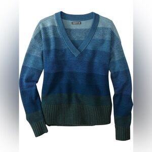NWT. Toad & Co. Wool V-neck Sweater. Blue/Green Ombré. Size Small.
